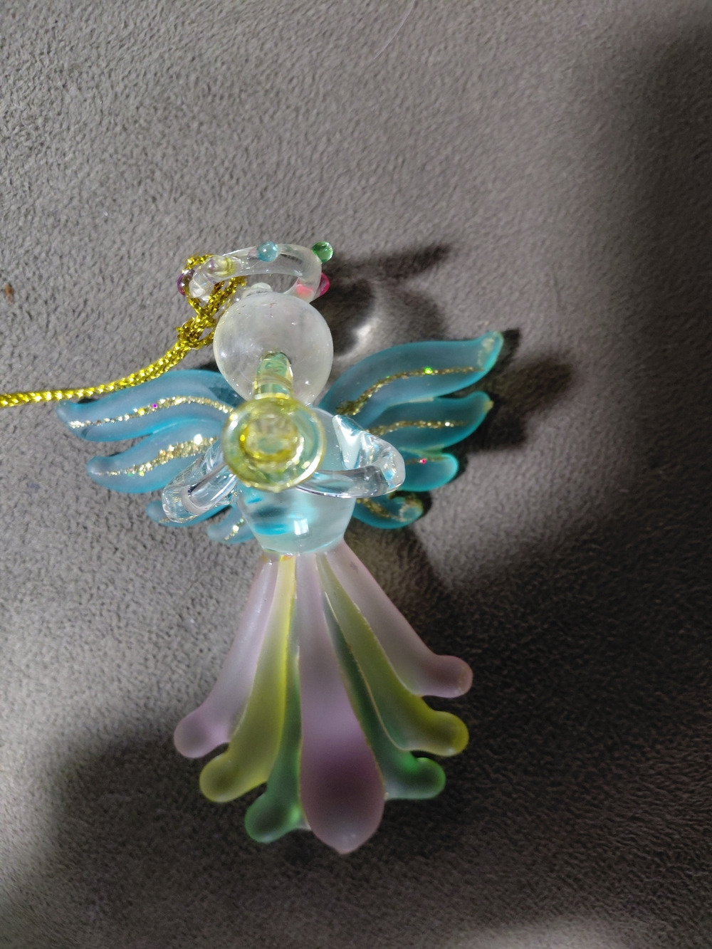 Glass Multicolored Angel Ornament